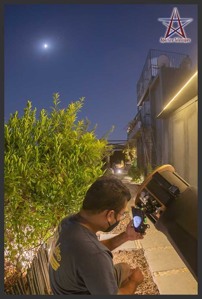 Shooting Moon with telescope